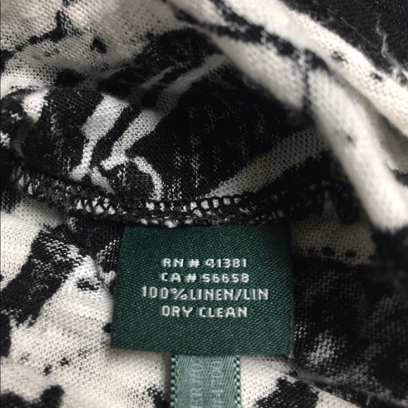 100% linen women’s blouse LRLauren large black Gray cool breathable lightweight - Picture 5 of 6